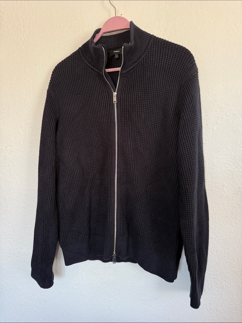 Men's THEORY Full-Zip Waffle Knit Sweater
